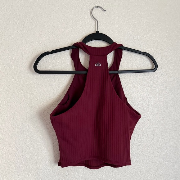 Alo Yoga Unite Wide Rib Bra Tank M Black Cherry - Picture 4 of 9